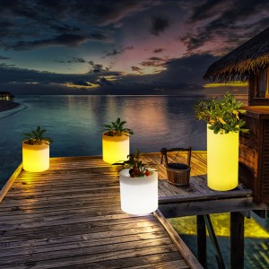 Outdoor Garden LED LED osvětlené květináče, RGB barva měnící se plastové LED osvětlené květináče pro svatbu, večírek událostí, hotel,nákupní středisko zahajovací ceremoniál (vodotěsná IP68)